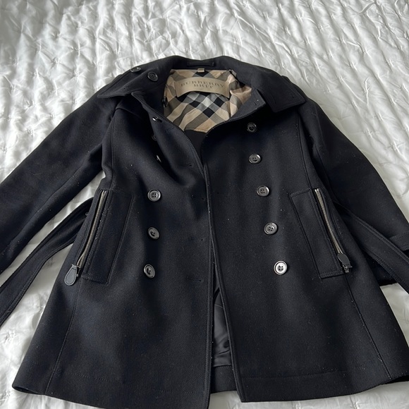Black Burberry Brit Waist Length Peacoat - Picture 1 of 8